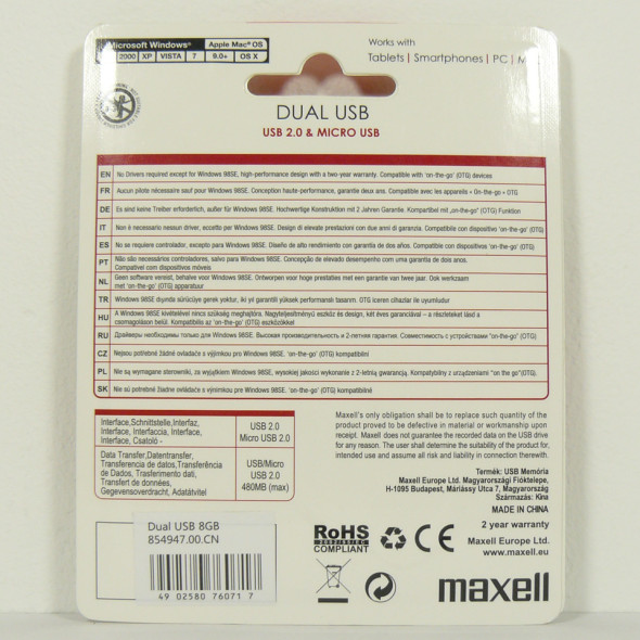 Maxell Dual-USB - USB-Stick 8GB - Verpackung 2
