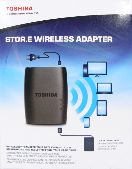 3DTester.de - Toshiba Store.E Wireless Adapter - Verpackung Seite 1