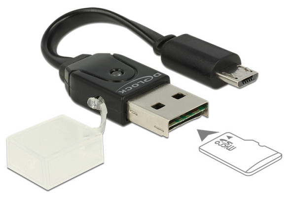 3DTester.de - Delock Kabel Micro USB OTG Stecker - USB A Stecker - Micro SD Card Reader 1